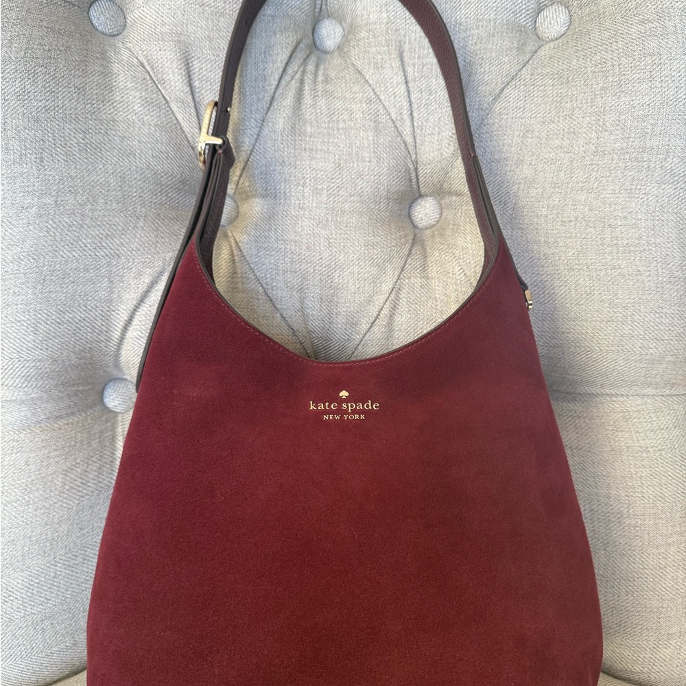Kate Spade 454 Suede Small Shoulder Bag - Dark Merlot